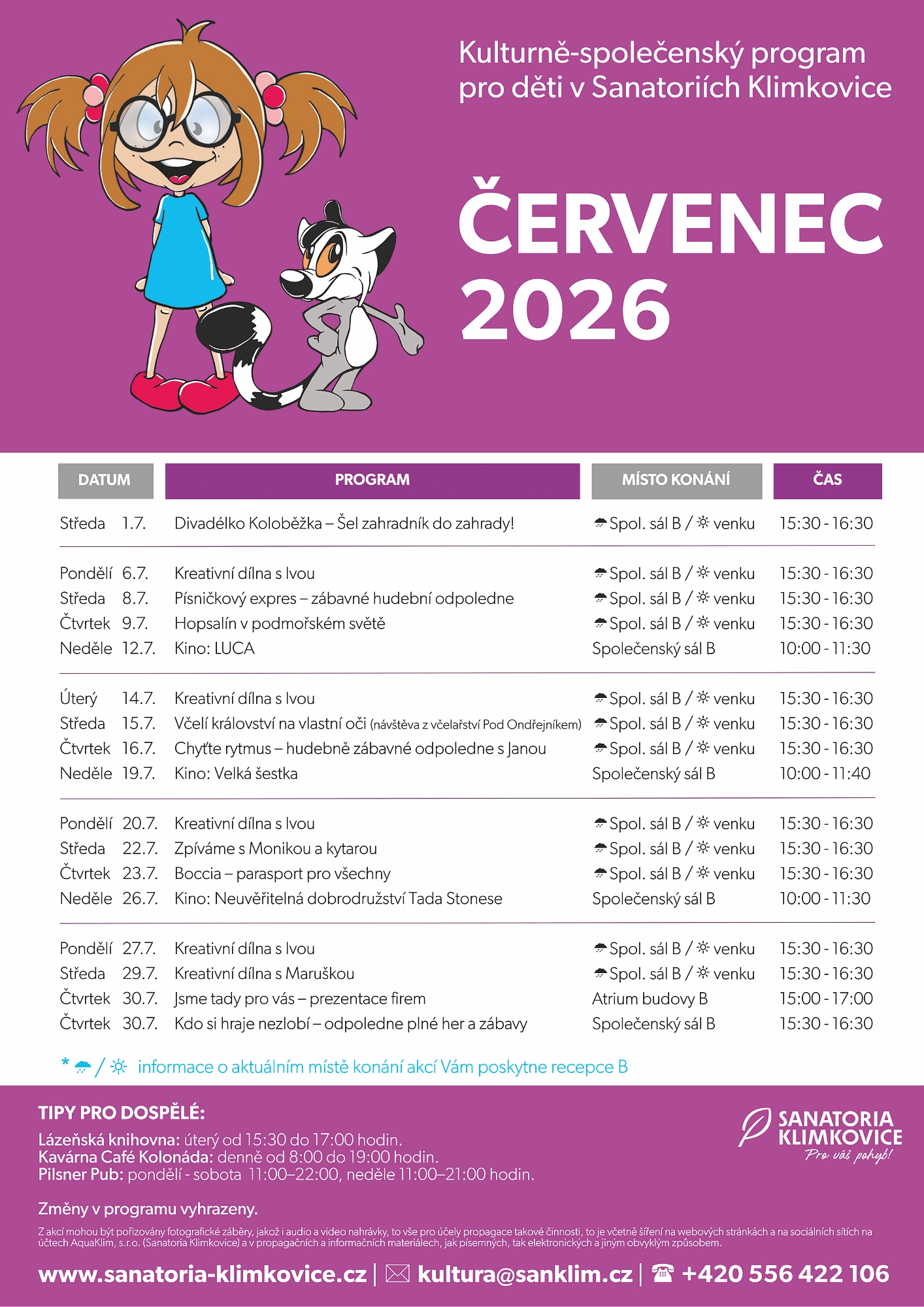 Kulturní program pro ubytované děti